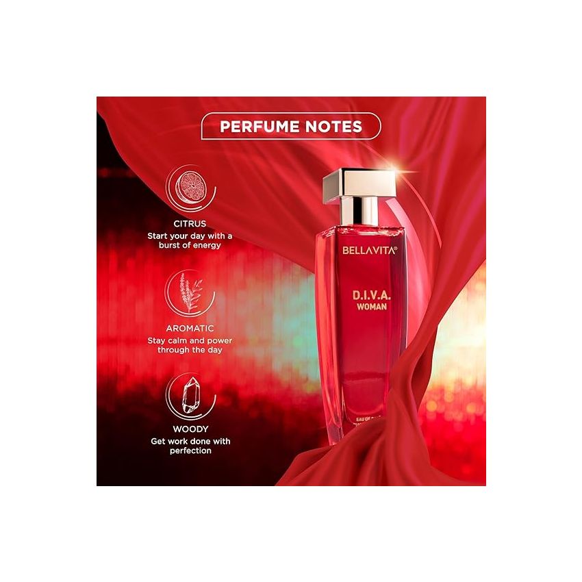 Bella Vita Luxury Women Diva Eau De Parfum Liquid Perfume With Bergamot, Black Currant, Lily, Musk, Floral, Fruity Long Lasting Edp Fragrance Scent 100 Ml