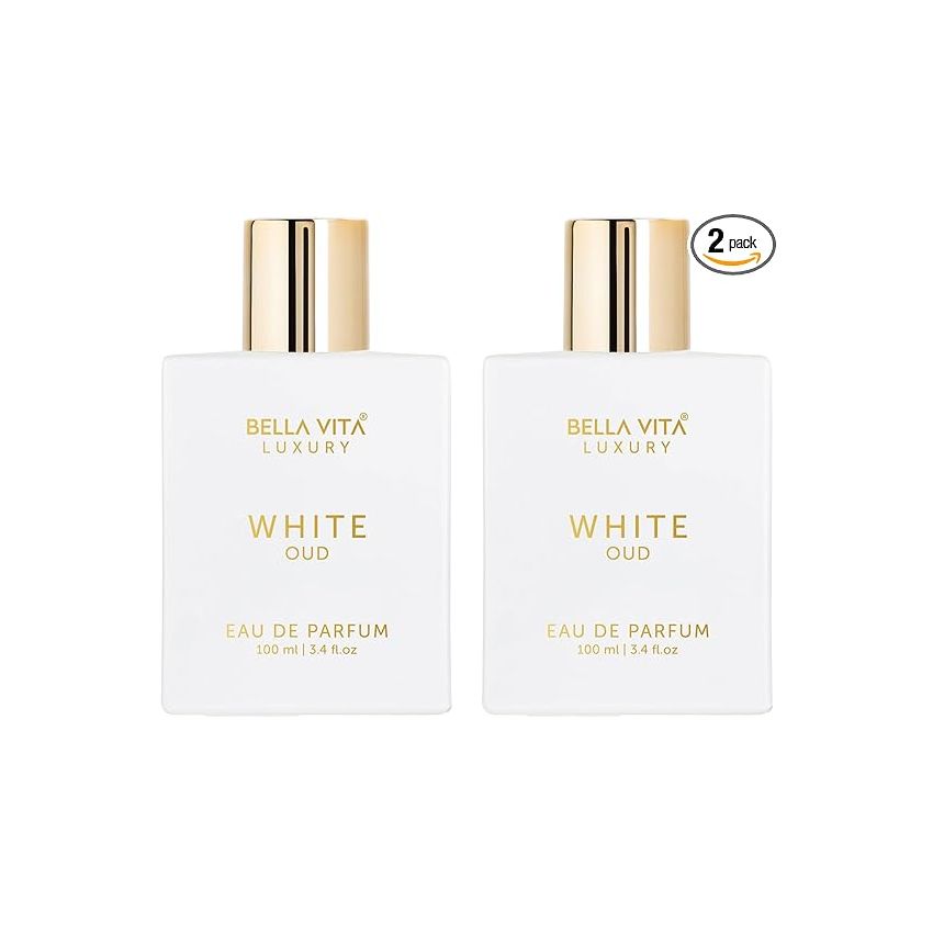 Bella Vita Luxury Men & Women White Oud Eau De Parfum Liquid Perfume & With Orange, Fressia & Tobacco|Woody Long Lasting Edp Fragrance Citrus Scent, 100 Ml (Pack Of 2), 200 Millilitres