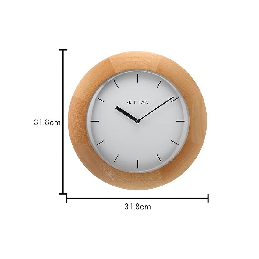 Titan Wooden Wall Clock with Domed Glass - 32.3 cm x 32.3 cm (Medium)