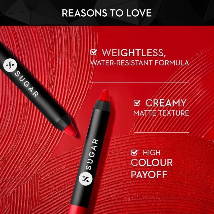 SUGAR Cosmetics Matte As Hell Crayon Lipstick with Sharpner | Smudgeproof | Lasts Upto 8+ Hrs | 2.8gm - 22 Donna Pinciotti