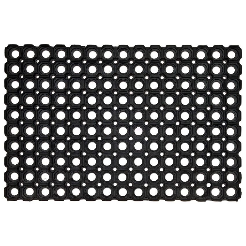 Onlymat Drainage Rubber Anti-Fatigue, Durable, Non-Slip Entrance Rubber Rug for Indoor and Outdoor Use Door Mat, Set of 3 (45 x 75 cm) Black