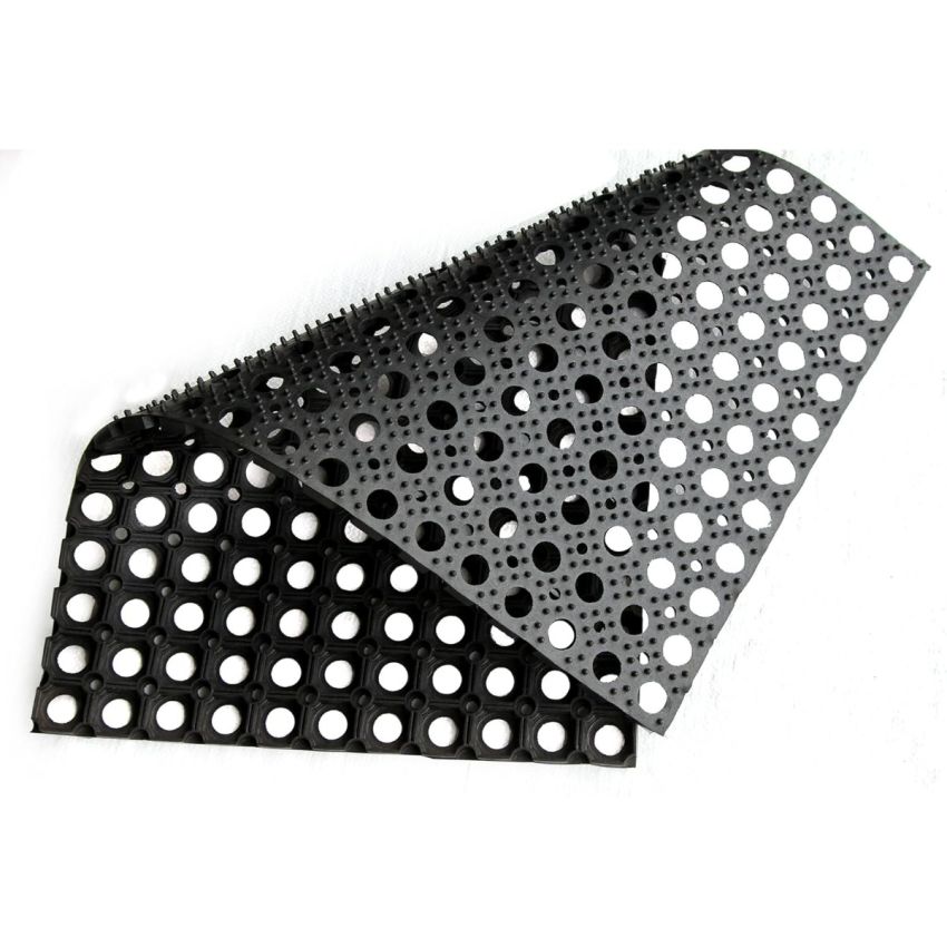 Onlymat Drainage Rubber Anti-Fatigue, Durable, Non-Slip Entrance Rubber Rug for Indoor and Outdoor Use Door Mat, Set of 3 (45 x 75 cm) Black