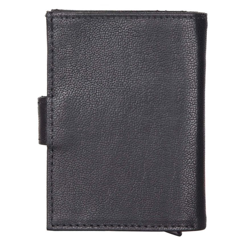 URBAN FOREST Leather Drake Black Metal Card Holder Wallet For Men