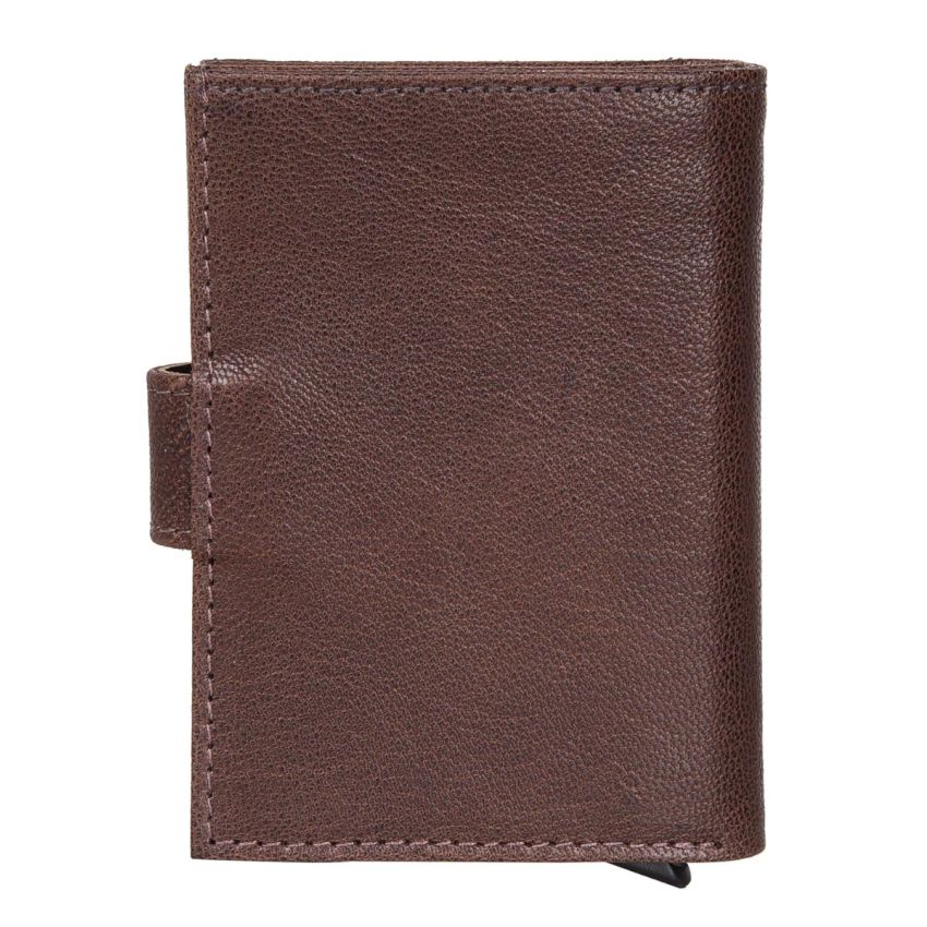 URBAN FOREST Leather Drake Brown Metal Card Holder Wallet For Men