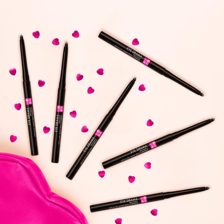 LAKMÉ Elle 18 Eye Drama Bold Black Pencil Kajal 0.35 G, Matte Finish Kajal Black, Waterproof, Smudge Proof & Long Lasting Kajal With Matte Finish