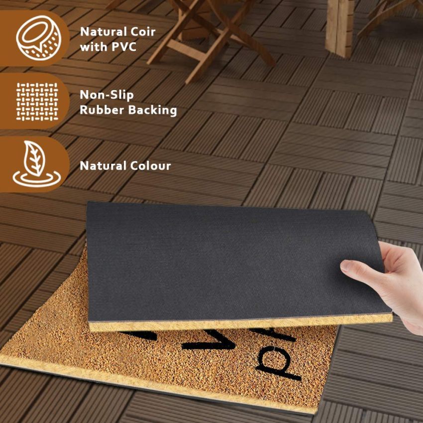 nlymat Key Wallets Phone Printed Anti-Slip Doormat (Black and Brown) Rectangular Shaped Entryway Rug Natural Coir Material with PVC Backing for Outdoor Entrance Home Multipurpose Mats Floor Door Hall Drawing Room Living Room (75cm x 45cm)