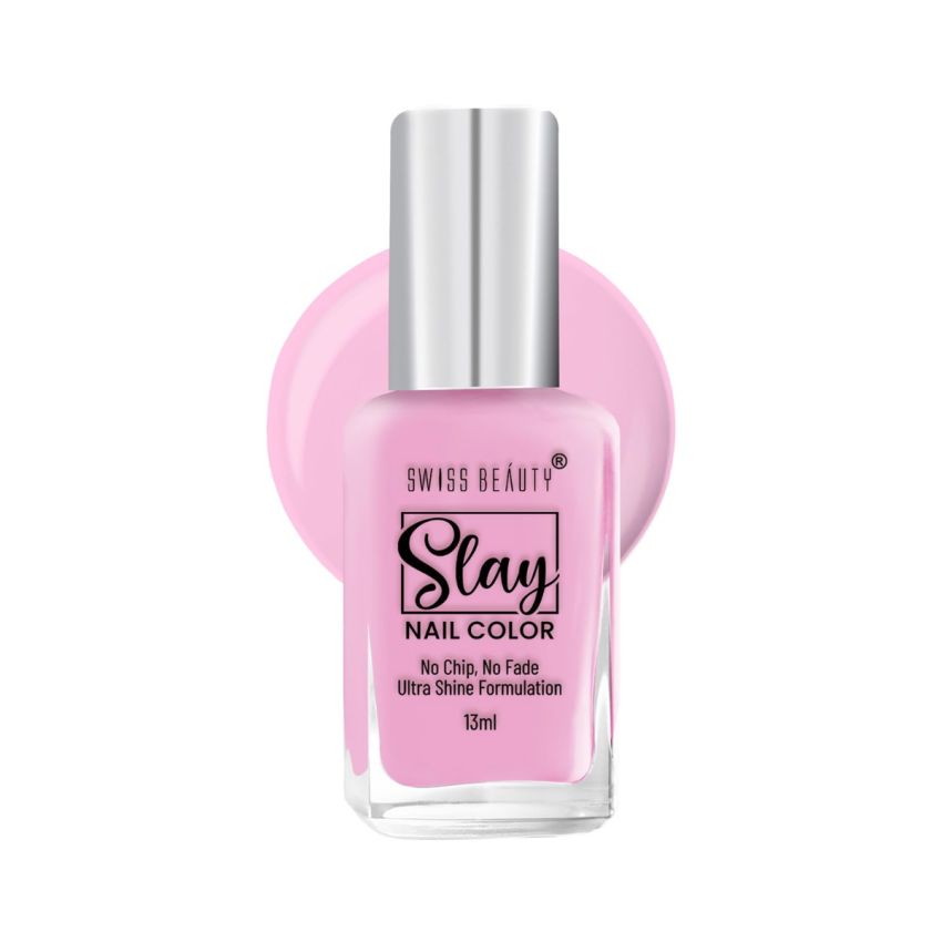 Swiss Beauty Slay Nail Color | Glossy Finish, Long Lasting Nail Paint| Chip resistant, Quick drying Nail Polish | Shade- Dreamy Pink, 25Ml