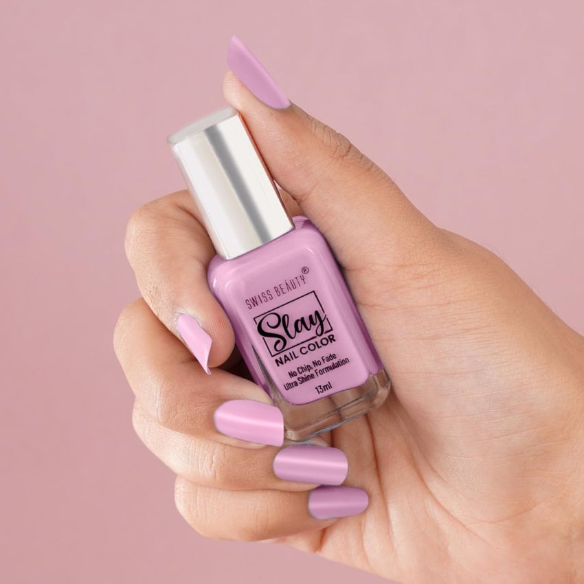 Swiss Beauty Slay Nail Color | Glossy Finish, Long Lasting Nail Paint| Chip resistant, Quick drying Nail Polish | Shade- Dreamy Pink, 25Ml