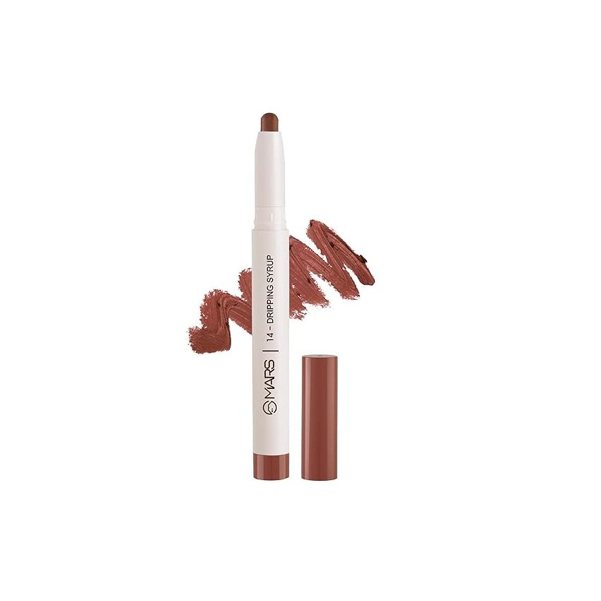 MARS Retractable Poppins Long Lasting Lip Crayon | Matte Finish | Smudge Proof & Kiss Proof Crayon Lipstick for Women (1.3 gm) (14-DRIPPING SYRUP)