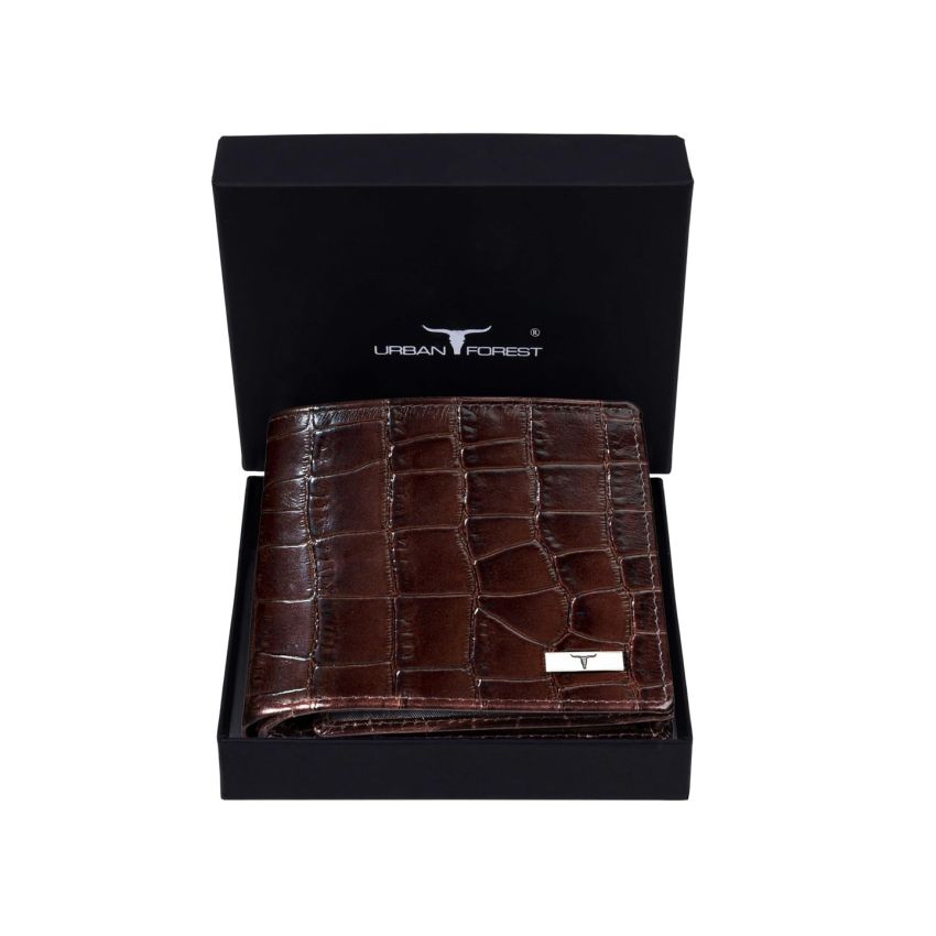 URBAN FOREST Drogon Brown Printed Leather Wallet for Men