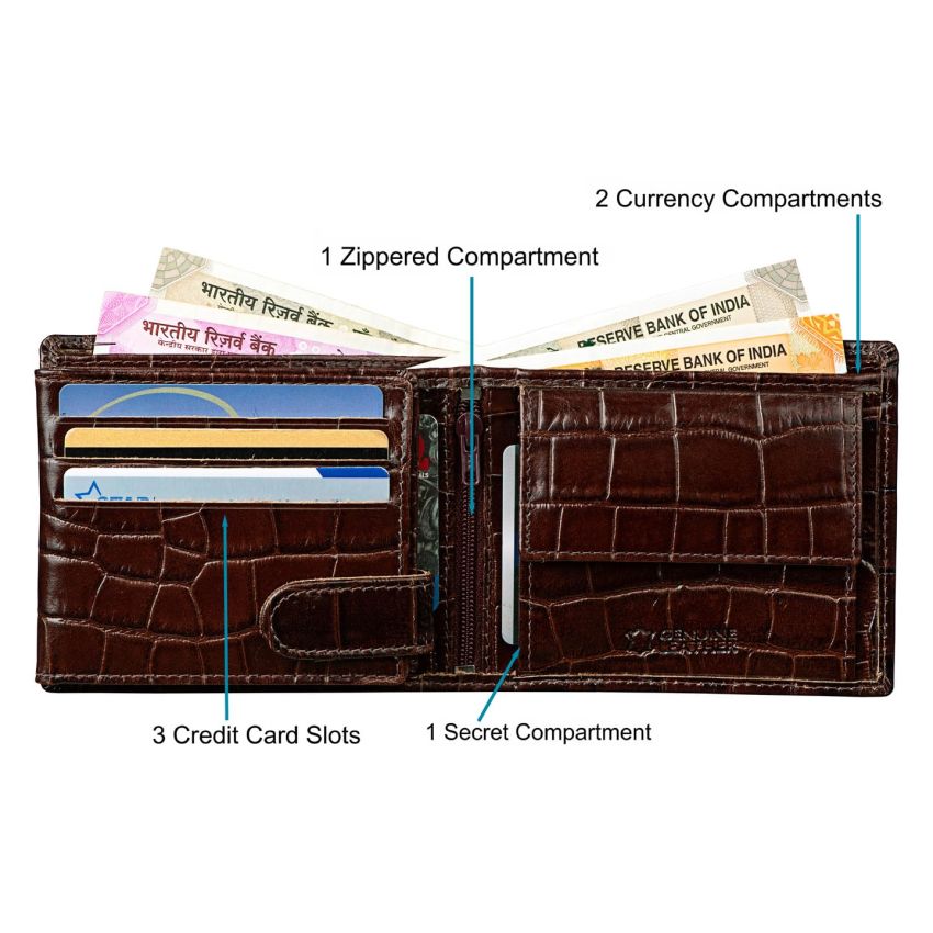 URBAN FOREST Drogon Brown Printed Leather Wallet for Men