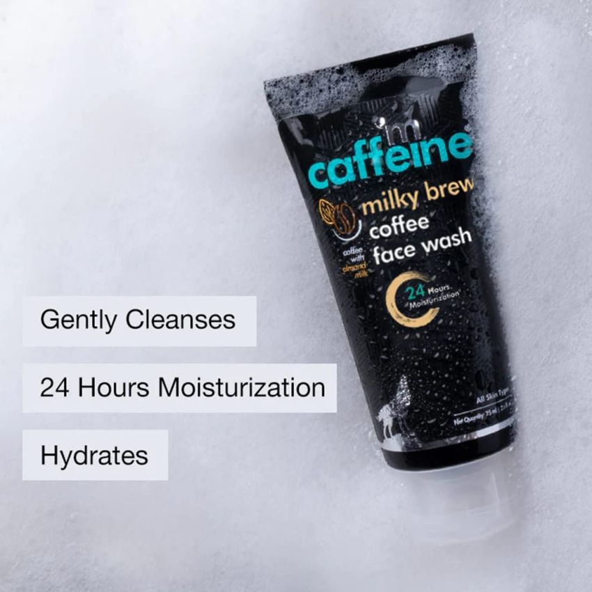 mCaffeine Milk & Coffee Face Wash for Dry Skin | Dry Skin Face Wash For Men & Women with Almond Milk & Shea Butter | Daily Use Face Cleanser | Natural & 100% Vegan (75 ml)