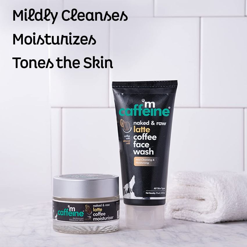 mCaffeine Face Care Kit for Dry Skin with Face Wash & Ceramide Face Moisturizer | Facial Kit for Men & Women for Deep Moisturization | Pack of 2