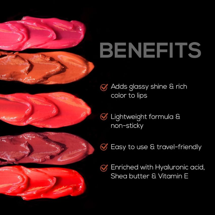 RENEE Shine on Lip Lacquer Lustrous Nude 1.8ml - Non Sticky & Non Drying Formula - Long Lasting Moisturizing Effect - Compact and Easy to Carry