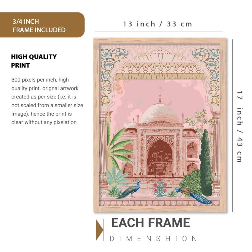 kotart Polystyrene-Pichwai Painting For Wall Decoration|Traditional Indian Art Wall Décor Paintings|Traditional Wall Poster With Frames Set Of 6 (13X17 Inch, E)