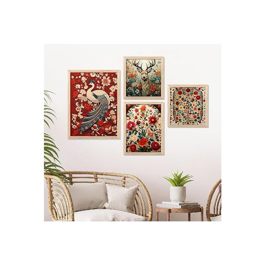 kotart Madhubani Art Paintings with Frame for Home Decoration - Traditional Framed Painting for Living Room Bedroom Office Decor Set of 4 frames (E) Visit the kotart Store