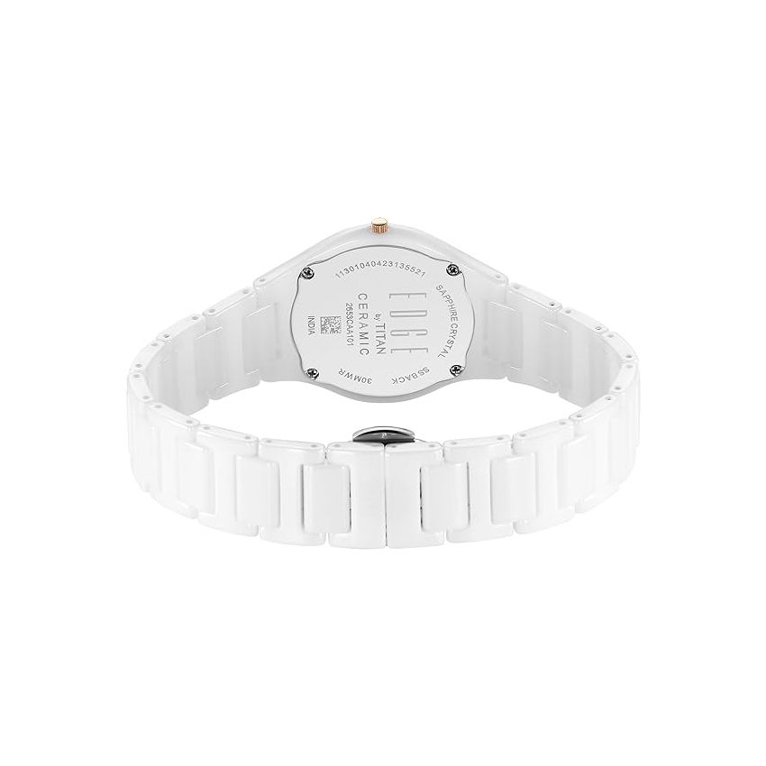 Titan Edge Ceramic Dress with Diamonds Quartz Analog Mother of Pearl Dial Ceramic Strap Watch for Women-2653KC03/NT2653KC03