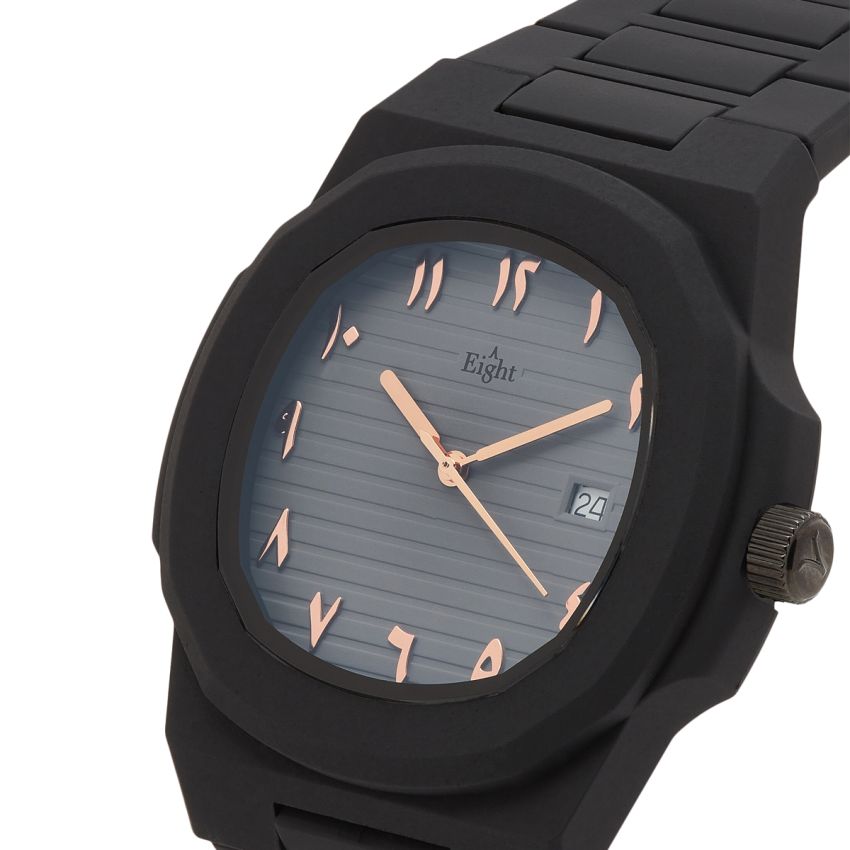 EIGHT KUWAIT Polycarbon Rose Gold Arabic watch