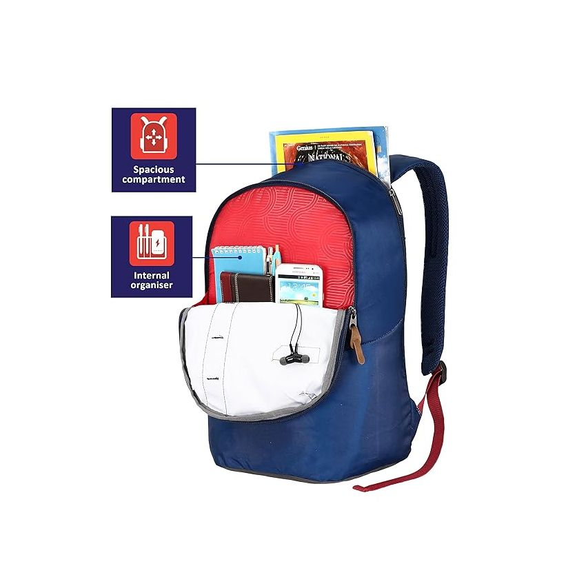 Lavie Sport Elnido 24L Polyester Casual Backpack (Navy Blue)