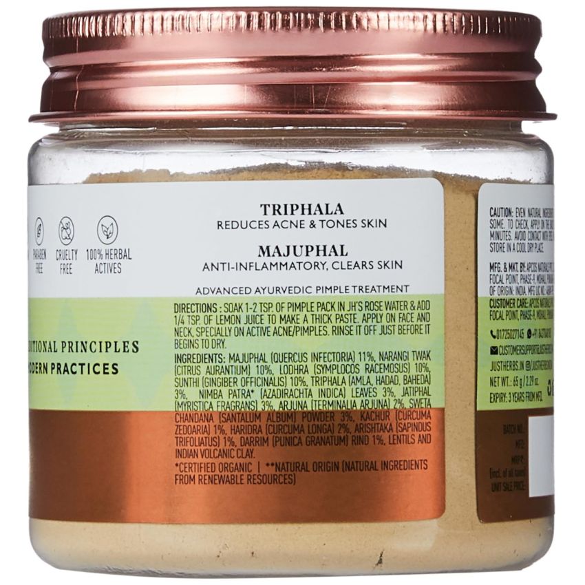 Just Herbs Advanced Ayurvedic Face Pack Prevents Pores Enlargement, Acne & Pimples, Suitable For All Skin Types