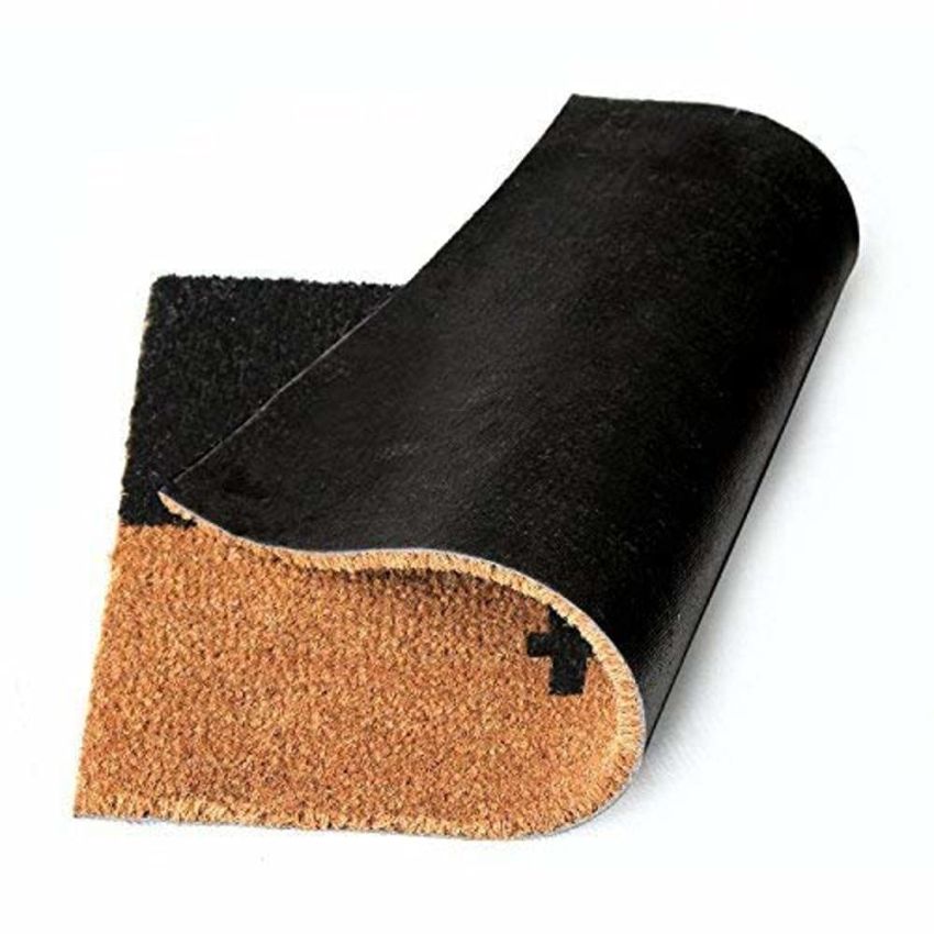 Onlymat Enter Exit Printed Anti-Slip Doormat (Black and Brown) Rectangular Shaped Entryway Rug Natural Coir Material with PVC Backing for Outdoor Entrance Home Multipurpose Mats (75cm x 45cm)