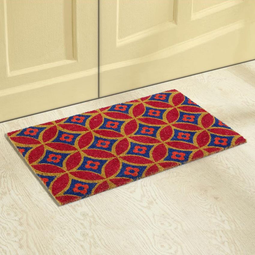 Onlymat Modern Printed Anti-Slip Doormat (Multicolour) Rectangular Shaped Entryway Rug Natural Coir Material with PVC Backing for Outdoor Entrance Home Multipurpose Mats Floor Door Hall Drawing Room Living Room (75 x 45 x 1.5 cm)