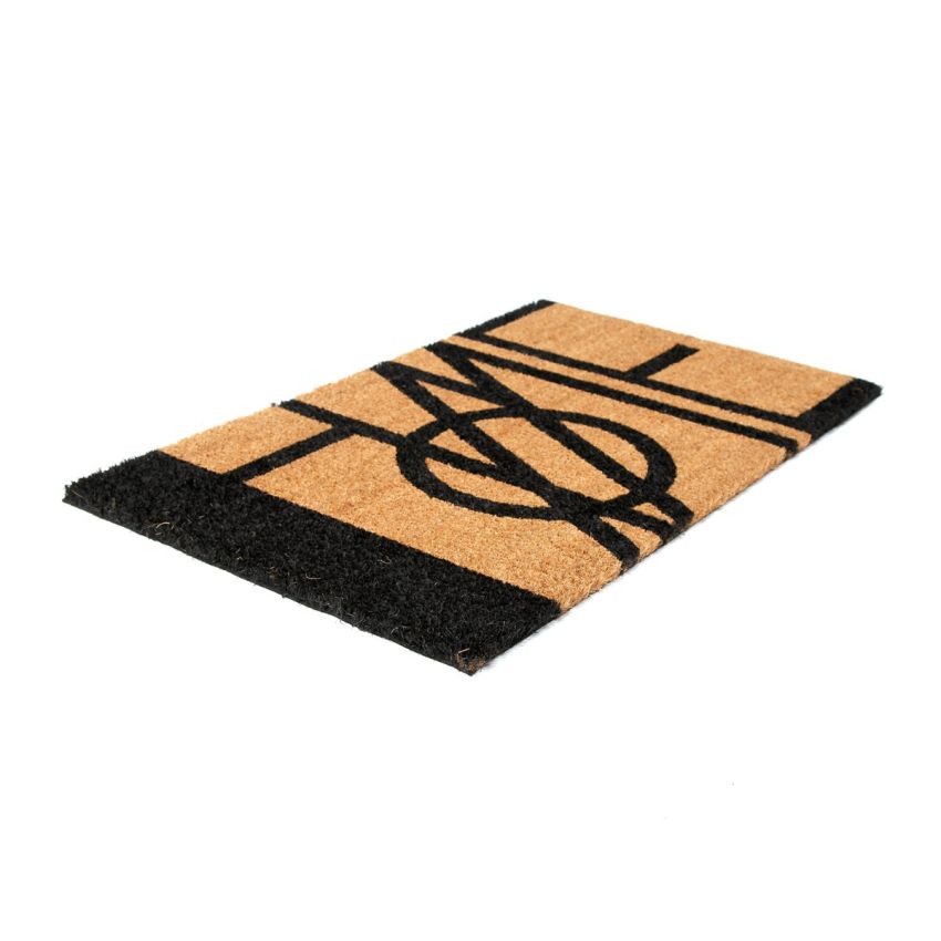 Onlymat Natural Coir, Modern Home Printed Doormat (Beige & Black) with Backing and Long-Lasting, Heavy Duty, Large & Thick Entryway Rug for Indoor & Covered Door Entrances (75cm x 45cm)
