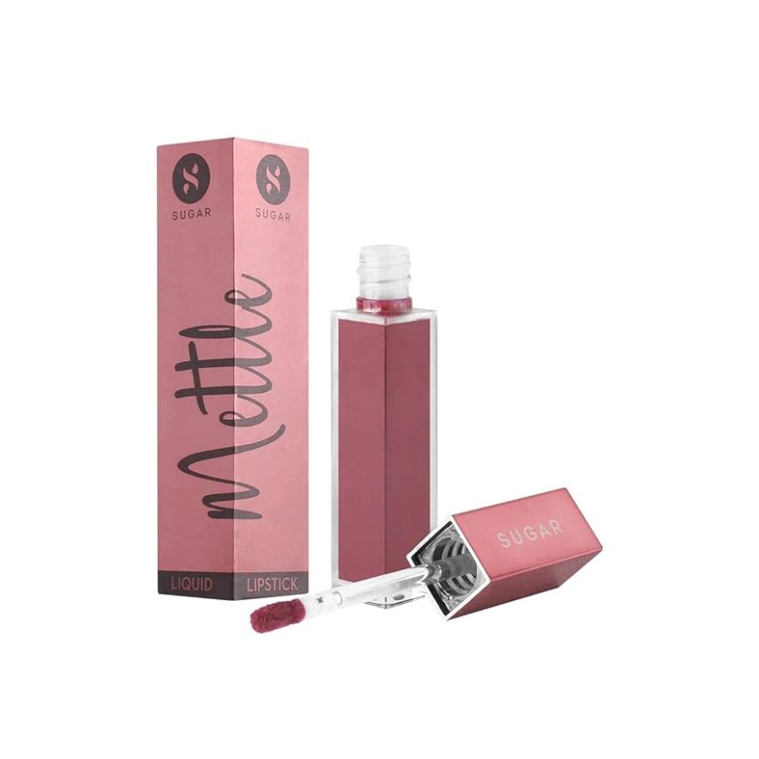 SUGAR Cosmetics Mettle Liquid Lipstick for Women | Highly Pigmented | Transferproof & Long Lasting | 7ml - 03 Estella (Neutral Pinky Brown)