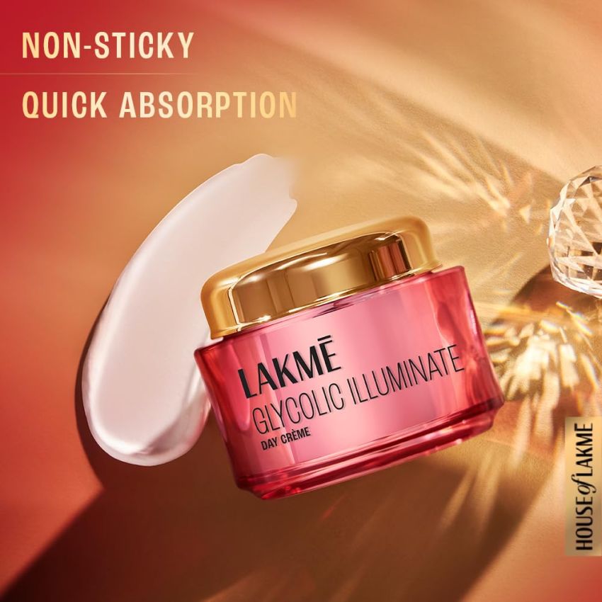 LAKMÉ Glycolic Illuminate Day Cream With Glycolic Acid For Radiant & Even Tone Skin, 50G