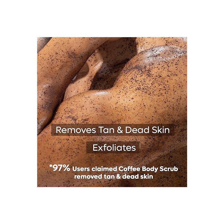 mCaffeine Exfoliating Coffee Body Scrub for Tan Removal & Soft-Smooth Skin | For Women & Men | De-Tan Bathing Scrub with Coconut Oil, Removes Dirt & Dead Skin from Neck, Knees, Elbows & Arms - 100gm