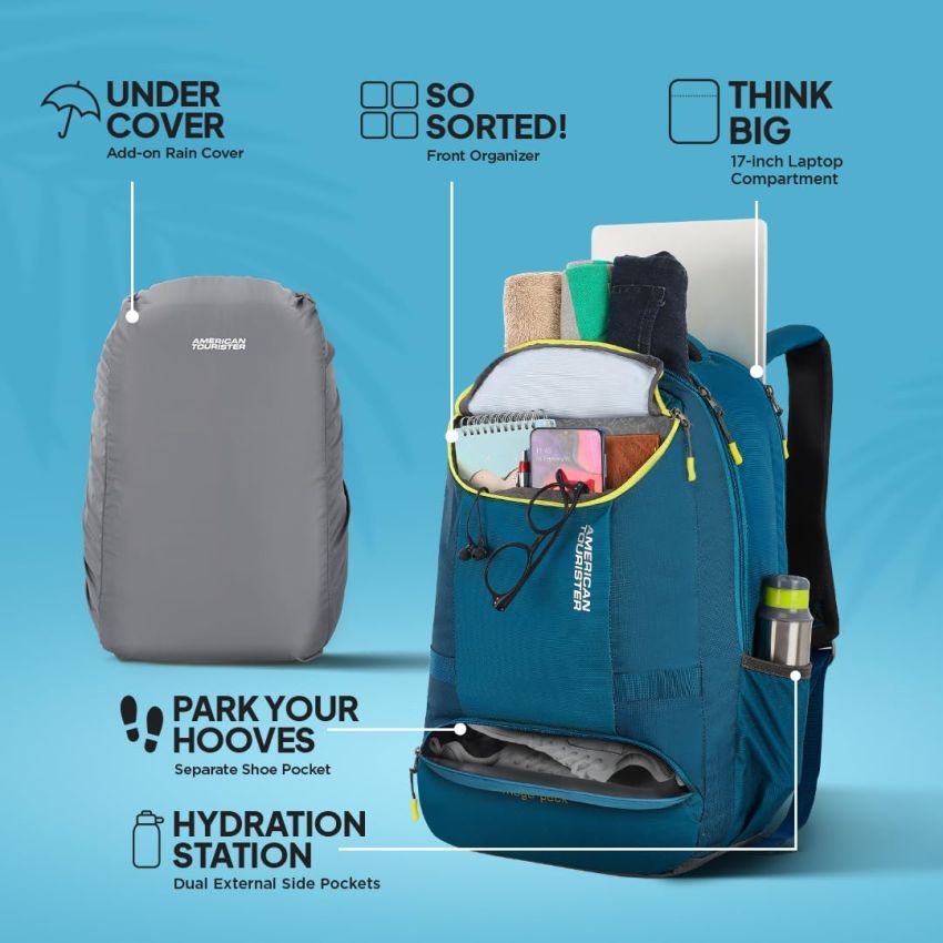 American Tourister Bowie The Outdoor Backpack In Teal - 35 Litre Capacity, 17