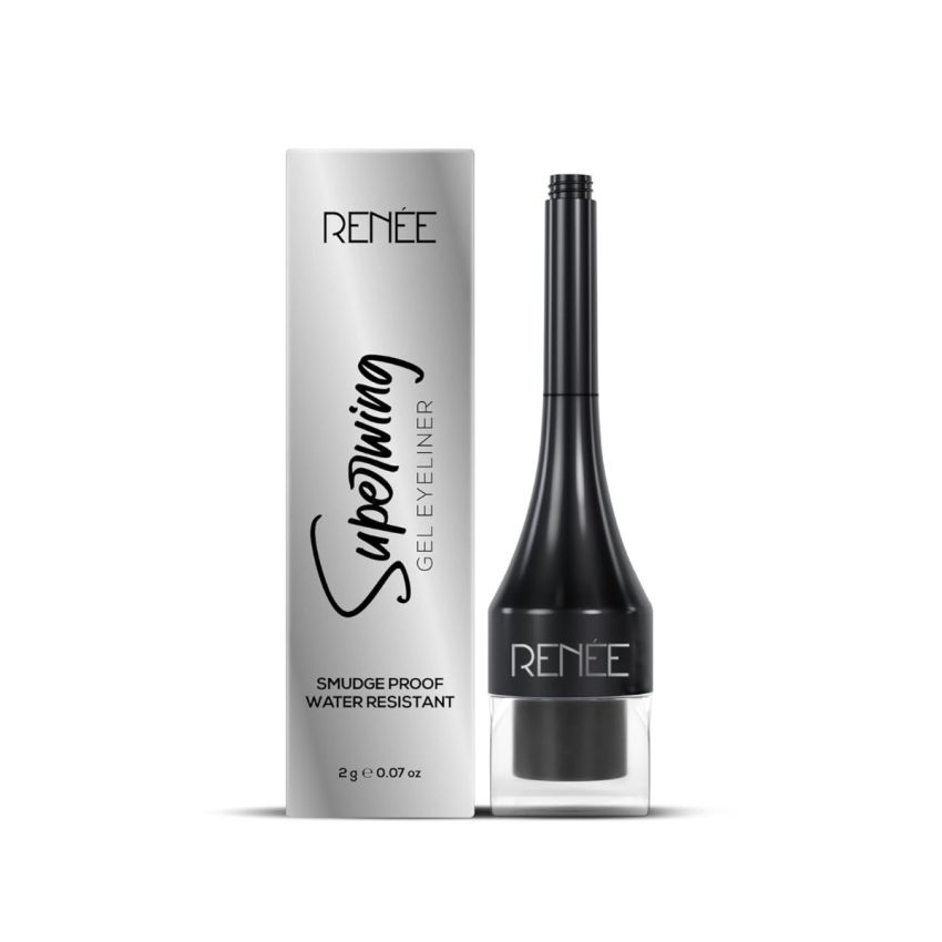 RENEE Superwing Gel Eyeliner 2gm, Smudge-proof, Water & Sweat Resistant, One Stroke Application with Smooth, Highly Pigmented & Easy-to-glide Formula, Comes with an Attached Applicator