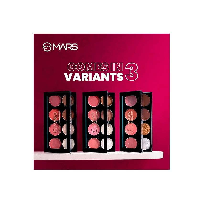 MARS Fantasy Face Palette for Makeup with Blushes, Shimmer Highlighters and Bronzer| Highly Pigmented & Long Lasting | ALL-IN-1 Face Makeup Kit (20g) | Shade-01