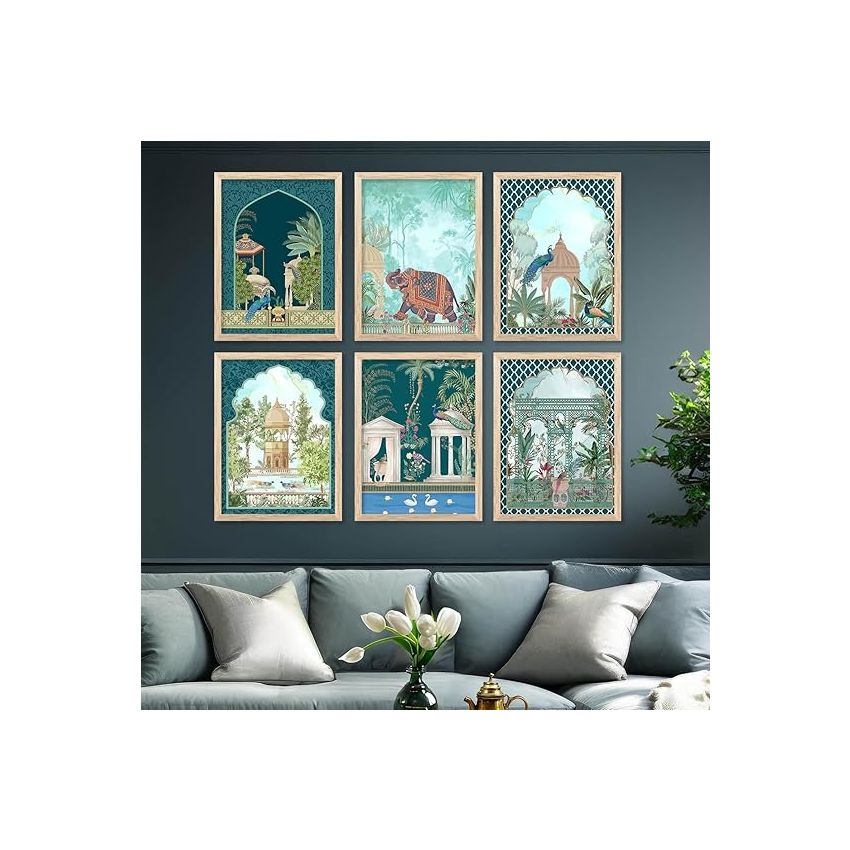 kotart Traditional Indian Pichwai Wall Art Paintings with Frame for Home Decor - Framed Wall Painting for Living Room Bedroom Office Room Decor - Painting for Wall Decoration - (13x17 inch, F)