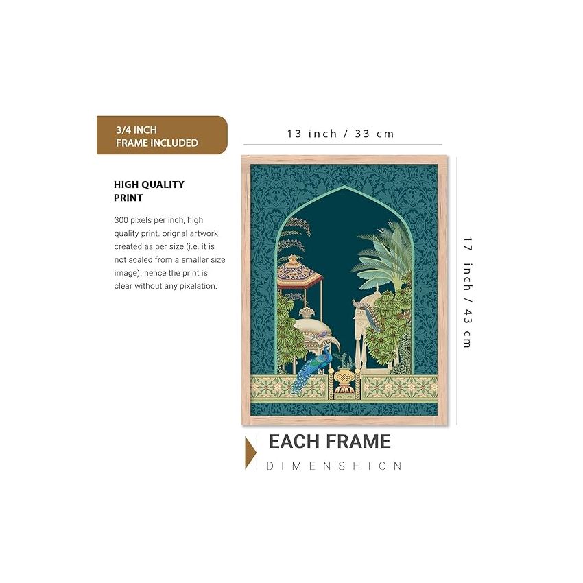 kotart Traditional Indian Pichwai Wall Art Paintings with Frame for Home Decor - Framed Wall Painting for Living Room Bedroom Office Room Decor - Painting for Wall Decoration - (13x17 inch, F)