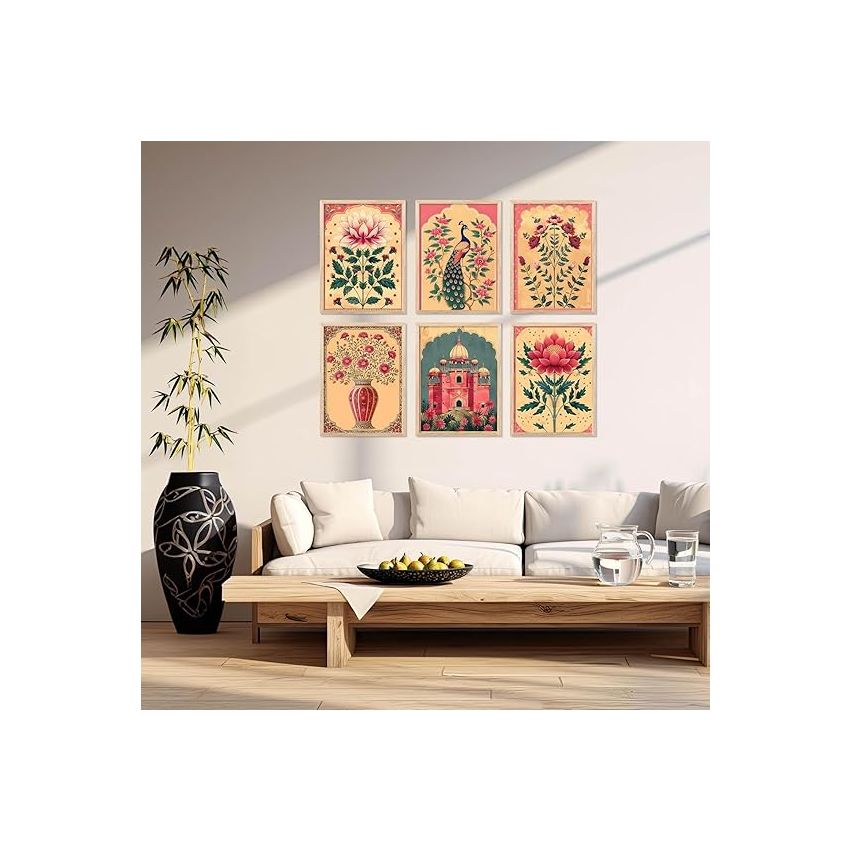 kotart Traditional Indian Pichwai Wall Art Paintings with Frame for Home Decor - Framed Wall Painting for Living Room Bedroom Office Room Decor - Painting for Wall Decoration - (10x13 inch, F)