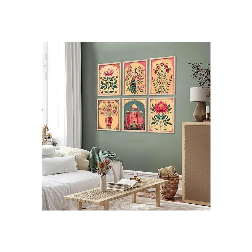 kotart Traditional Indian Pichwai Wall Art Paintings with Frame for Home Decor - Framed Wall Painting for Living Room Bedroom Office Room Decor - Painting for Wall Decoration - (10x13 inch, F)