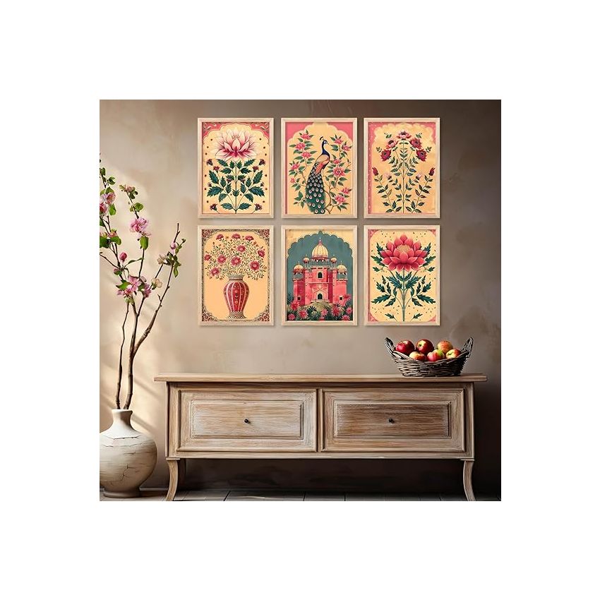 kotart Traditional Indian Pichwai Wall Art Paintings with Frame for Home Decor - Framed Wall Painting for Living Room Bedroom Office Room Decor - Painting for Wall Decoration - (10x13 inch, F)