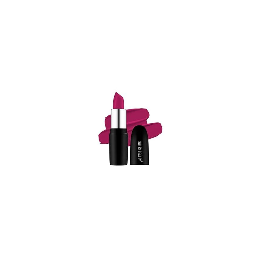 Swiss Beauty Pure Matte Creamy Lipstick | Non-drying, Highly pigmented Lipstick | Shade- Fuchsia Pink, 3.8gm|