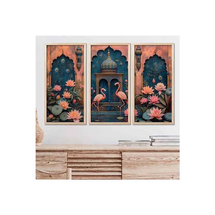 kotart - Painting for wall Decoration |Traditional Indian Art Pichwai Wall Décor Paintings | Traditional Indian Art Pichwai Wall Décor Paintings Set of 3 (10X19 INCH, F)