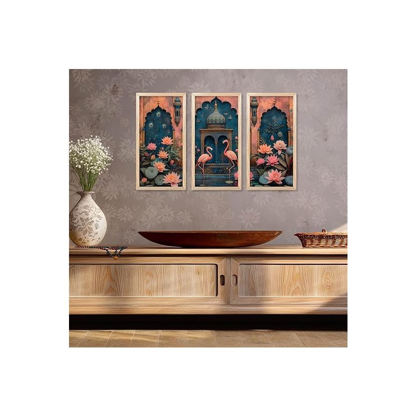 kotart - Painting for wall Decoration |Traditional Indian Art Pichwai Wall Décor Paintings | Traditional Indian Art Pichwai Wall Décor Paintings Set of 3 (10X19 INCH, F)