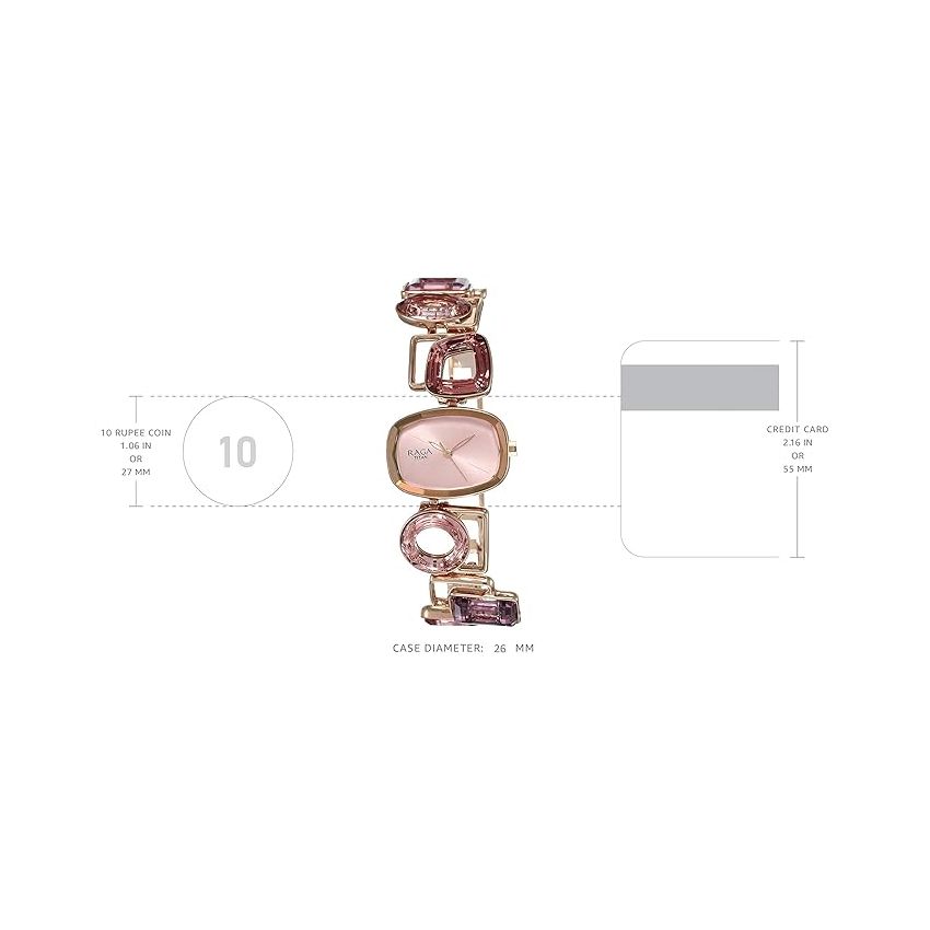Titan Raga Facets Pink Dial Analog Stainless Steel Strap Watch for Women-NS95118WM02/NT95118WM02