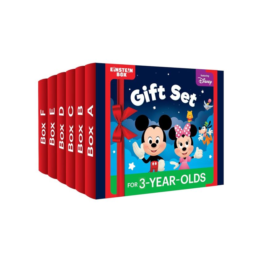 Einstein Box Featuring Disney Complete Gift Set of Learning for 3 Year Old Boys & Girls | Pack of 6 Learning Kits | Featuring Disney Characters Like Micky & Minnie Mouse, Winnie, Simba etc |