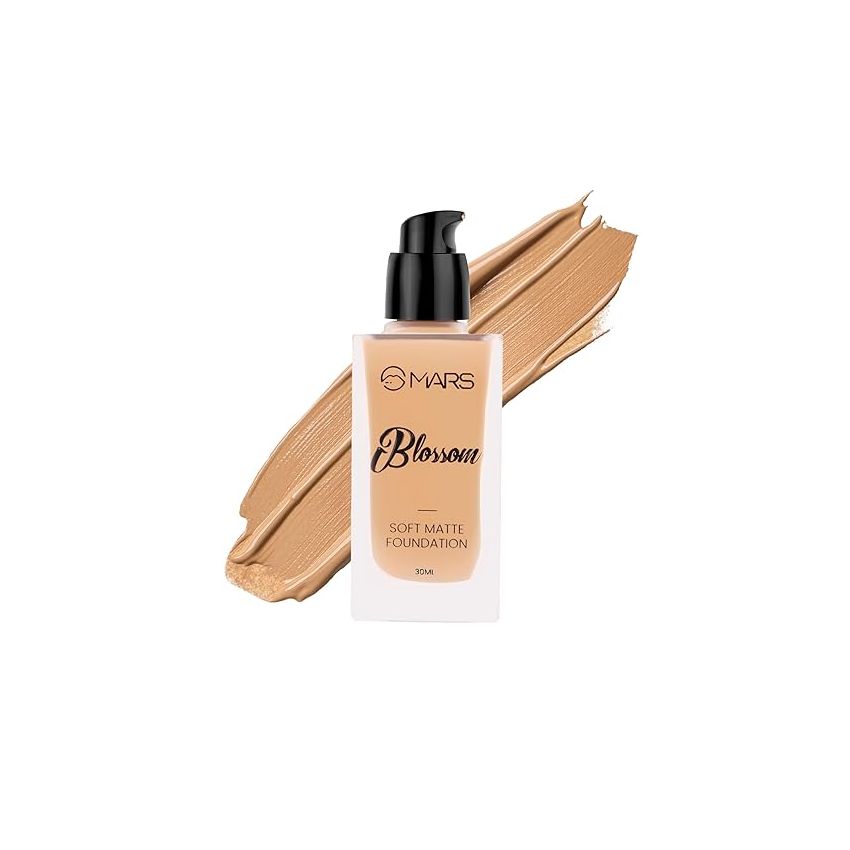MARS Blossom Soft Matte Full Coverage Foundation For All Skin Types Lotion For All Skin Types|Blendable&Buildable|Flawless Base For Face Makeup(30 Ml)(05-Buff),Pack Of 1