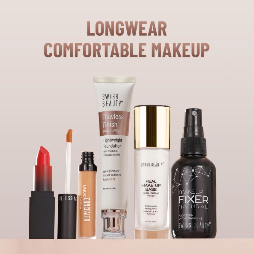 Swiss Beauty Flawless Finish Foundation | Medium Coverage | Lightweight |Oil-Free Formula |Radiant Finish | Shade - Natural Nude, 50gm