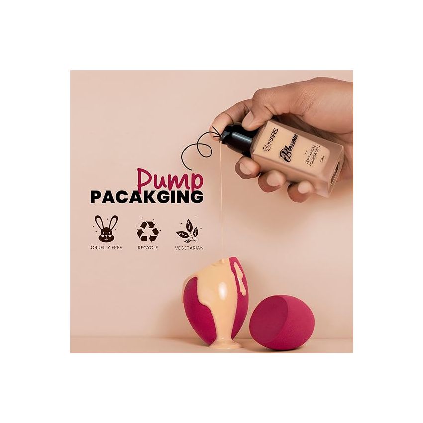 MARS Blossom Soft Matte Full Coverage Foundation For All Skin Types Lotion For All Skin Types|Blendable&Buildable|Flawless Base For Face Makeup(30 Ml)(05-Buff),Pack Of 1