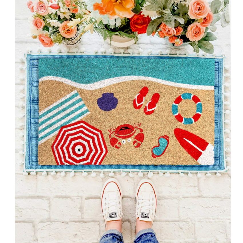 Onlymat Natural Coir Doormat with Modern Design Print, Floor Rug, Long Lasting, Anti-Slip PVC Back for Indoor, Outdoor, Patio, Home and Office - Large and Thick Entryway Rug, Brown (75 x 45 cm)