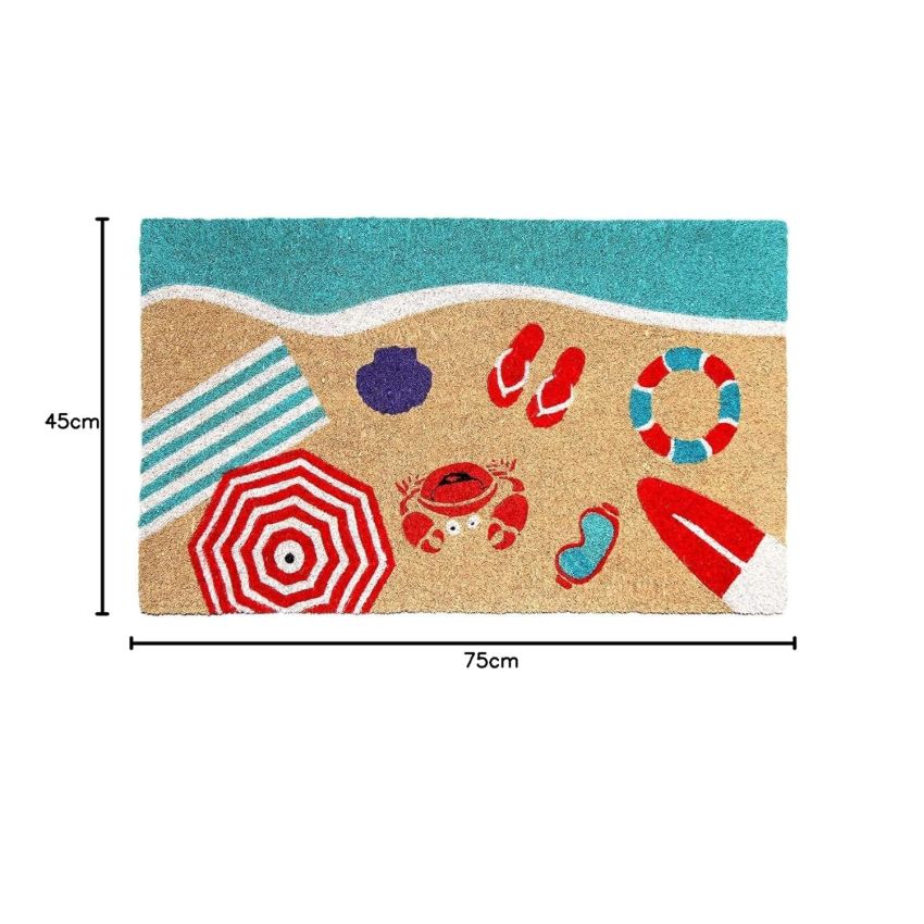 Onlymat Natural Coir Doormat with Modern Design Print, Floor Rug, Long Lasting, Anti-Slip PVC Back for Indoor, Outdoor, Patio, Home and Office - Large and Thick Entryway Rug, Brown (75 x 45 cm)