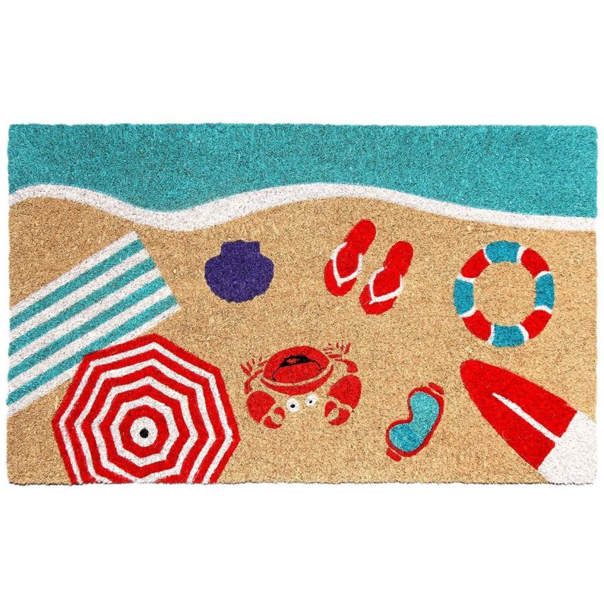 Onlymat Natural Coir Doormat with Modern Design Print, Floor Rug, Long Lasting, Anti-Slip PVC Back for Indoor, Outdoor, Patio, Home and Office - Large and Thick Entryway Rug, Brown (75 x 45 cm)