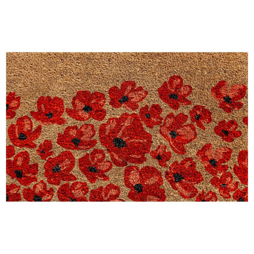 Onlymat Floral Printed Designer Doormat (Beige & Orange) Weatherproof, Thick Entryway Rug Coco Coir with Anti-Slip PVC Backing for Indoors, Outdoors, Patio, Kitchen (75cm x 45cm)